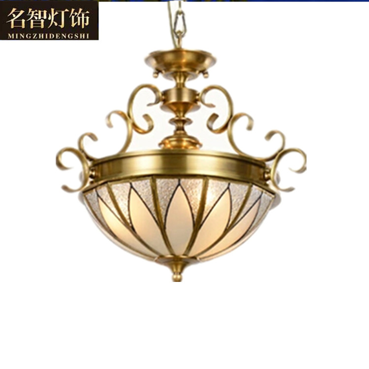 American copper lamp all copper chandelier simple and beautiful dining room lamp bedroom suction hanging dual-purpose lamp all copper glass chandelier