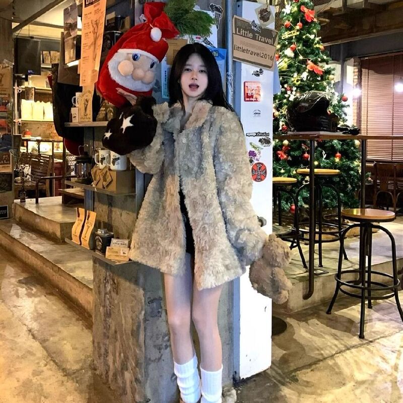 Lamb Wool Coat for Women 2025 Autumn and Winter New Style Loose and Lazy Thickened Teddy Black Slimming Casual Cotton Coat Lamb Wool Coat for Women 2025 Autumn and Winter New Style Loose and Lazy Thickened Teddy Black Slimming Casual Cotton Coat