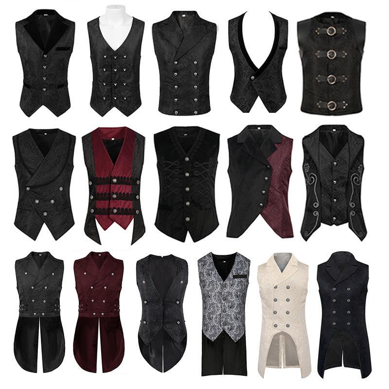 Men's Medieval Clothing Retro Gothic Formal Dress Vest Halloween Costume