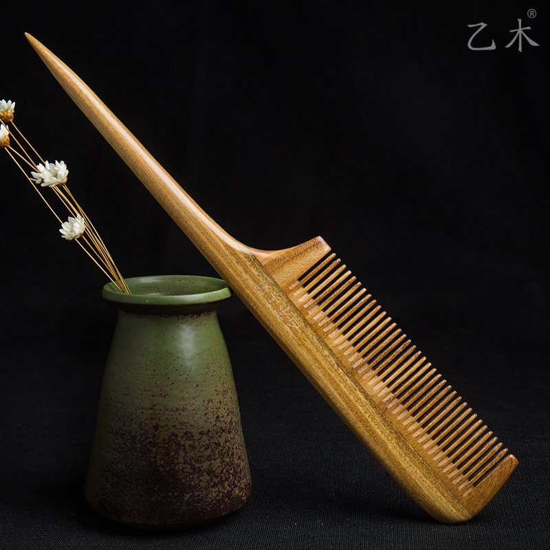 Natural Green Sandalwood Comb Lady Special Home Portable Sandalwood Comb Horn Comb Tray Long Hair Tip Comb Head Comb