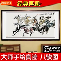 Li Kes disciple Feng Jias hand-painted authentic works of Bajun Tu Ma Chinese painting calligraphy and painting have been mounted office