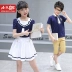 Quần áo mẫu giáo mùa hè tay ngắn mùa hè phù hợp với mùa hè Anh đồng phục học sinh tiểu học - Đồng phục trường học / tùy chỉnh thực hiện đầm đẹp cho be gái 7 tuổi Đồng phục trường học / tùy chỉnh thực hiện