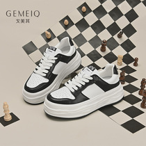 Gomei Its Genuine Leather Small White Shoes Woman 2022 Spring new Korean version 100 lapped thick bottom heightening casual sneaker board shoes