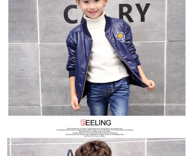 Áo khoác bé trai mùa đông Thicken Plus Velvet Leather Children Wear Children Big Tops Leather Jacket PU Leather Boy Áo khoác ngoài áo dạ trẻ em