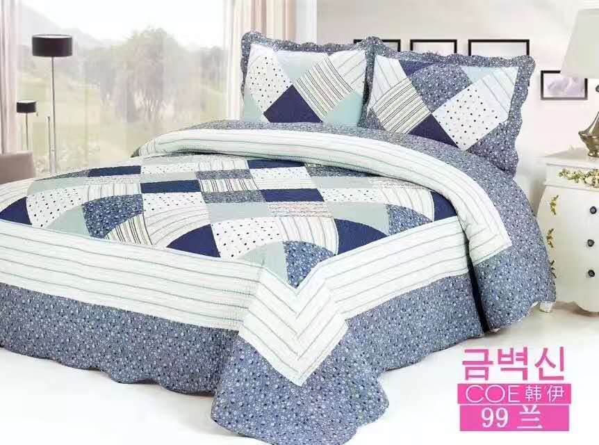 Chăn bông in chăn đơn mảnh ba bộ mùa hè điều hòa không khí mát mẻ chăn bông bông ga trải giường cotton