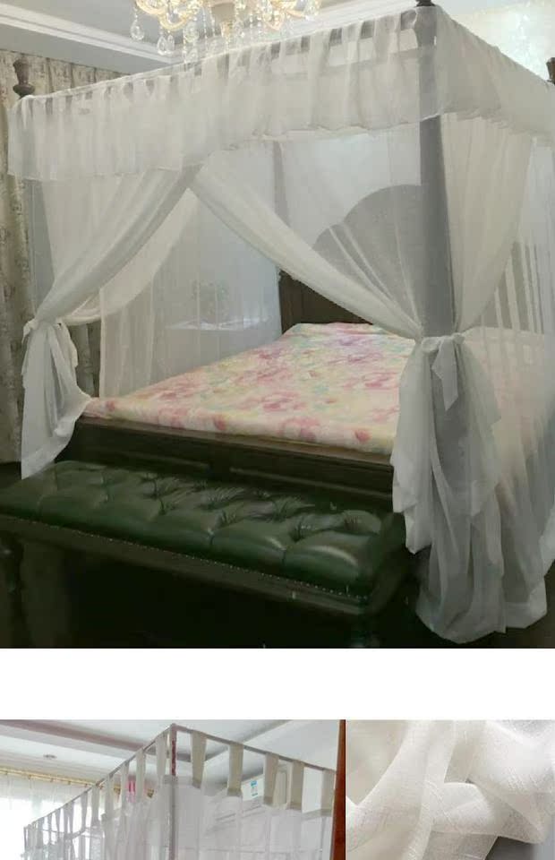phong cách châu Á gỗ Mỹ bốn cột dây đai giường tán Velcro Đông Nam Trung Quốc giường trắng mã hóa lanh vỏ chéo - Bed Skirts & Valances rèm ký túc xá