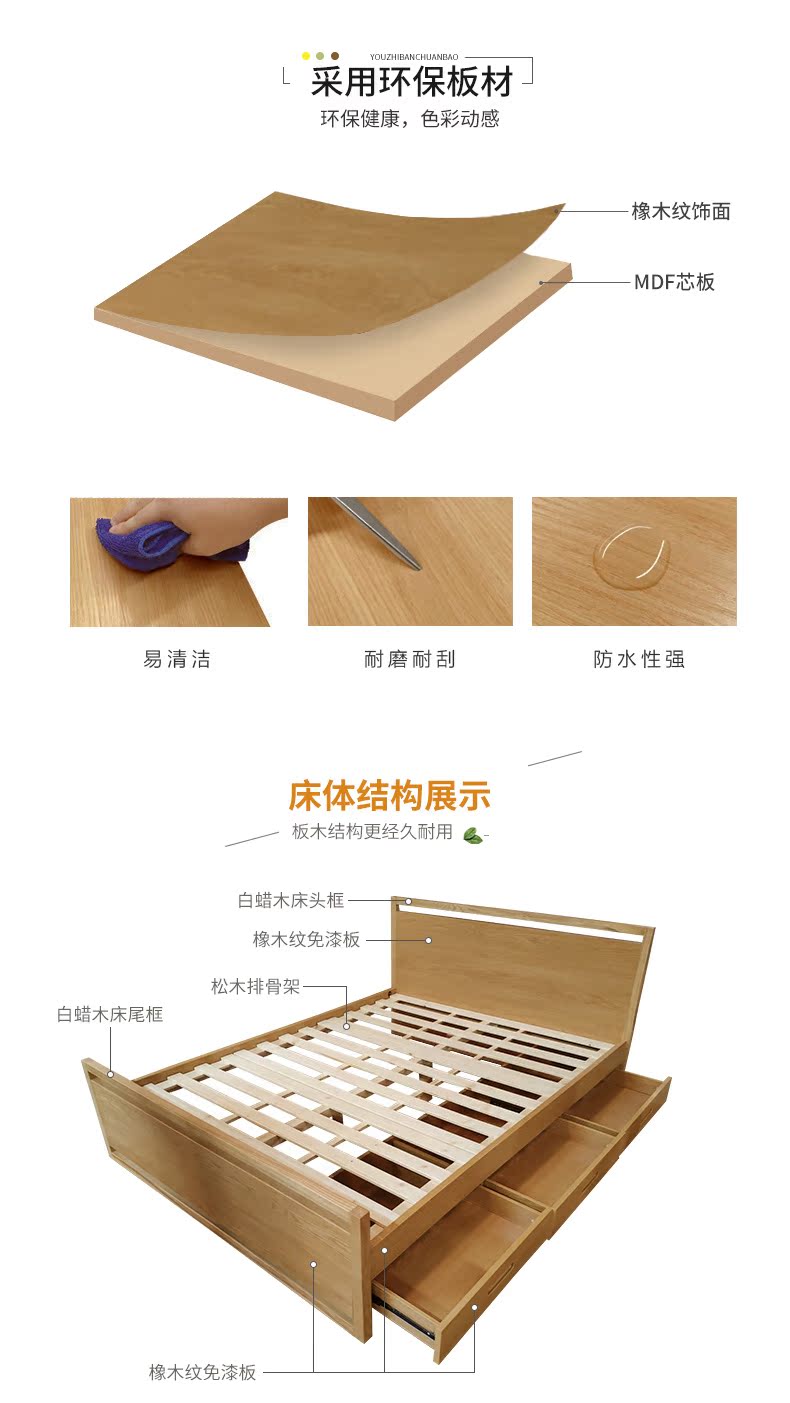 Một mét tình yêu Bắc Âu 1,8 mét gỗ rắn giường đôi cửa trượt đơn giản tủ quần áo cloakroom nội thất phòng ngủ bàn ghế phòng khách