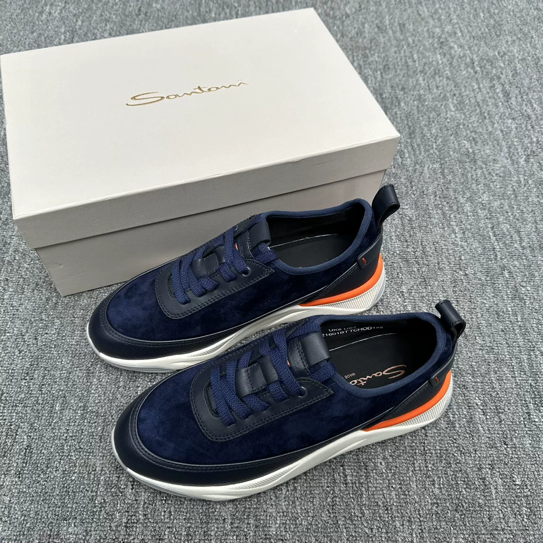 Покупка новых мужских кроссовок Santoni San Teni с плетением стежков, шнурованные повседневные кроссовки