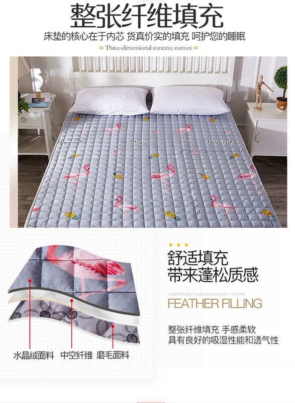 Pha lê nhung nệm nệm nhíp Có thể gập lại nhung đệm 1,8 m giường dày flannel chăn