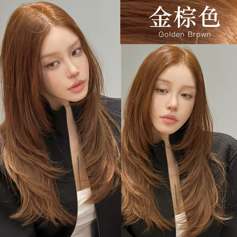 Milk Tea Golden Brown, Very Light Golden Linen Ginger Rice Brown, Warm Brown Hair Dye, Yellow-Toned Hair Dye, Sunset Orange, Brightening Effect