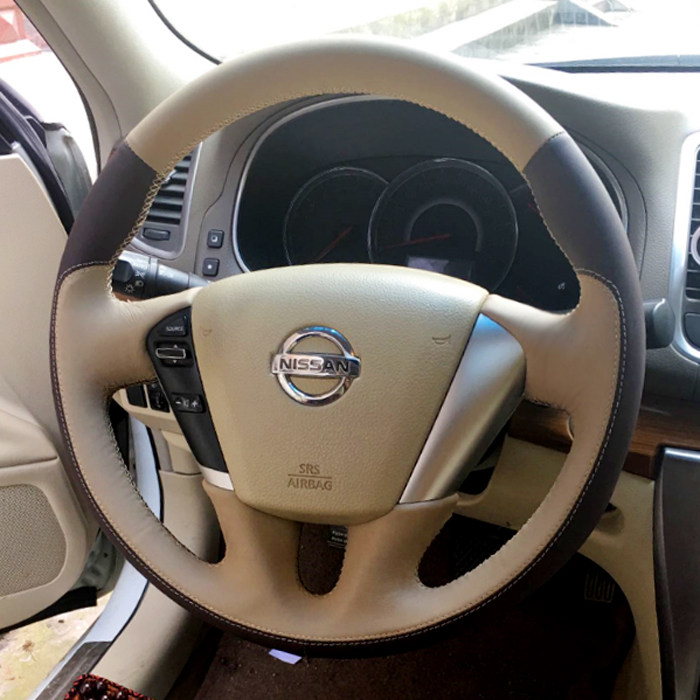 08-12 paragraphs of Heaven's music Old style Heaven-lou Lanchio Surreal Leather Hand-stitched Steering Wheel Sleeve Car Handlebar Sleeve