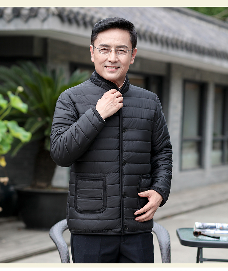 Đàn ông trung niên áo bông bố đứng cổ áo cộng với áo nhung dày ông nội ấm áp mặc áo bông nhỏ nam cotton măng tô nam