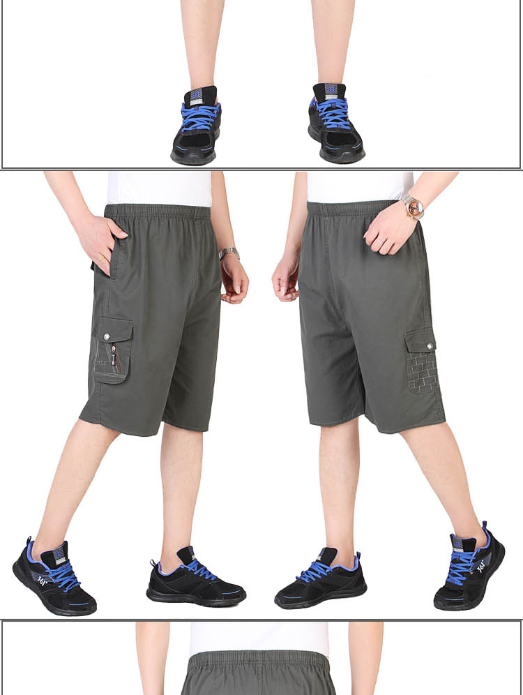 Quần short mùa hè trung niên nam quần trung niên nam giản dị cha mùa hè mỏng phần 5 quần đi biển quần short nam
