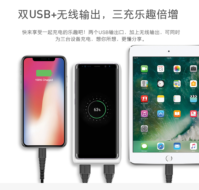 momax Mo Mishi không dây sạc điện thoại di động 20.000 mA iPhoneXSmax suất cao kép USB điện thoại di động sạc kho báu phổ của Apple 8Plus nhanh sạc không dây sạc 20.000 mA - Ngân hàng điện thoại di động sạc dự phòng loại nào tốt