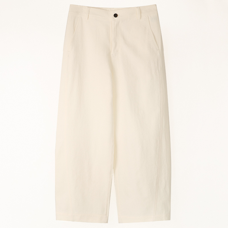 【One-Step Solution】White Solid Color Simple Loose Slimming Straight-Leg Casual Wide-Leg Pants for Women, Spring and Summer 【One-Step Solution】White Solid Color Simple Loose Slimming Straight-Leg Casual Wide-Leg Pants for Women, Spring and Summer