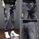 jeans Ripped ສໍາລັບຜູ້ຊາຍ 2023 summer trendy Korean style trendy brand straight loose slim fit small feet casual pants