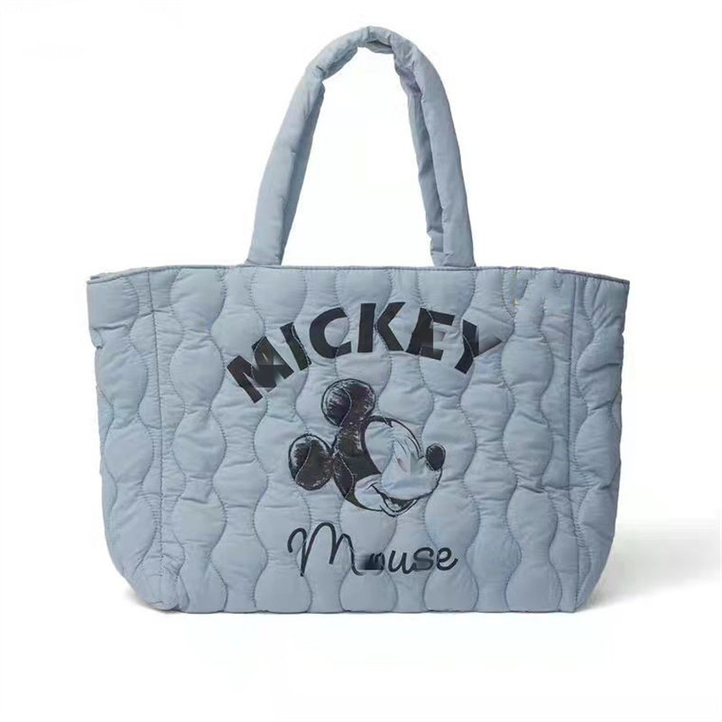 Z's new style sky blue fashion sketch cartoon printing children's handbag women's large-capacity one-shoulder shopping bag