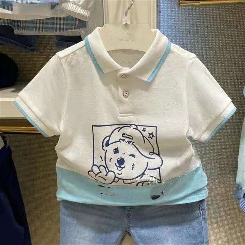 2021 Summer New Boy Middle Boy Short Sleeve Blouse Children T-Shirt Pure Cotton Turtlenecks Polo Shirt Garka Its Color Hot Pants