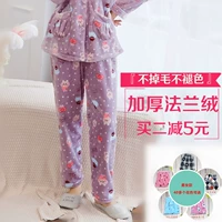 Mùa đông dày flannel quần ngủ nữ tháng phim hoạt hình ấm áp cộng với nhung lớn kích thước đàn hồi eo quần nhà giản dị nam sịp nam