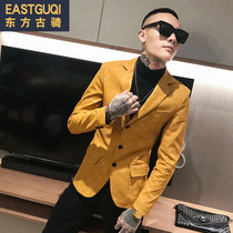Autumn mens trend leather suit slim net hair stylist small suit Korean young social Man single western coat