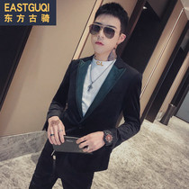 2020 Spring small suit male Korean youth hair stylist handsome suit slim jacket gold velvet yuppie trend
