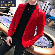 Autumn new hair stylist suit men Korean trend yuppie leather suit slim youth casual pu coat handsome