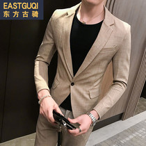 2019 Mens suit suit Korean slim groom wedding dress handsome British handsome handsome small suit two-piece suit