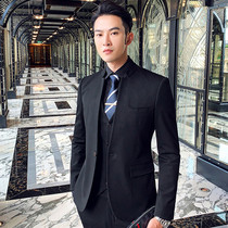 2019 autumn Zhongshan collarless suit male collar new Korean young handsome small suit slim coat trend