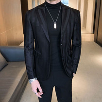 Small suit mens Korean version Youth casual striped society small group hairstylist jacket Western suit heyuppie handsome gas wave