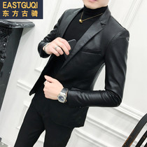 Small suit men autumn Korean youth hair stylist handsome leather suit fashion slim casual yuppie coat trend