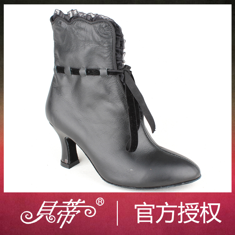 Betty T53 genuine leather mid-cylinder female dance boots ladies' friendship national standard dance shoes female teacher soft cow leather BD