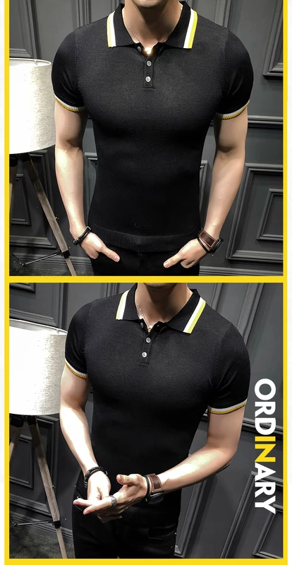 Áo thun nam mùa hè 2018 mới Áo thun dệt kim mỏng Hàn Quốc Áo sơ mi POLO nam ngắn tay áo thun nam có cổ lacoste