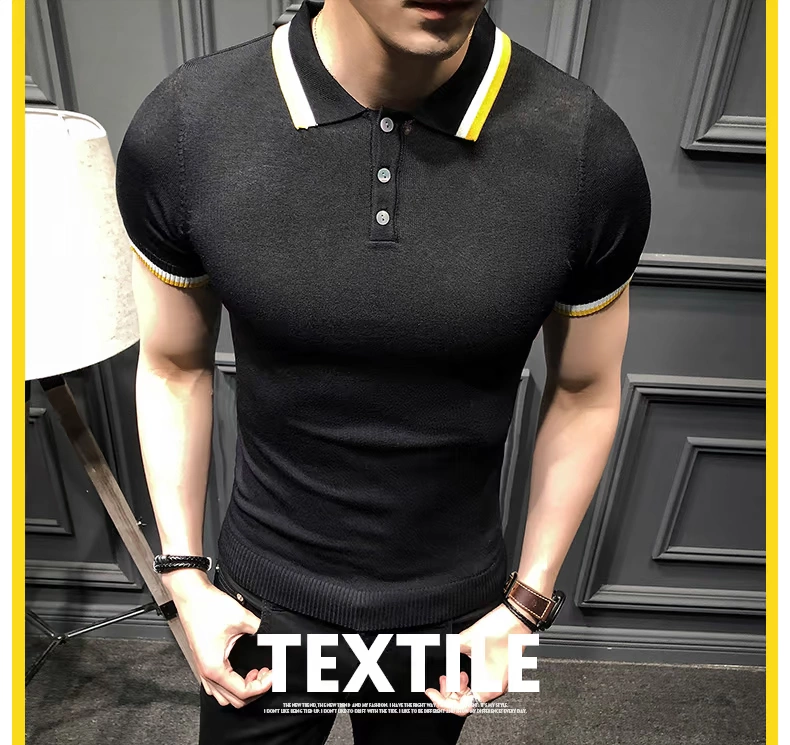 Áo thun nam mùa hè 2018 mới Áo thun dệt kim mỏng Hàn Quốc Áo sơ mi POLO nam ngắn tay áo thun nam có cổ lacoste