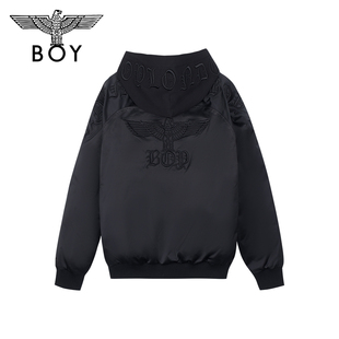 boy代购2021秋冬新款潮立体绣连帽羽绒服男女中长款情侣保暖外套