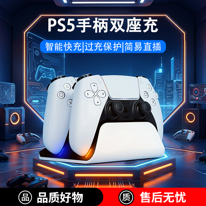Suitable for Sony Ps5 Controller Dual Charging Station with Automatic Alignment and Intelligent Protection Chip, Dual Charging Ps5 Controller Charger