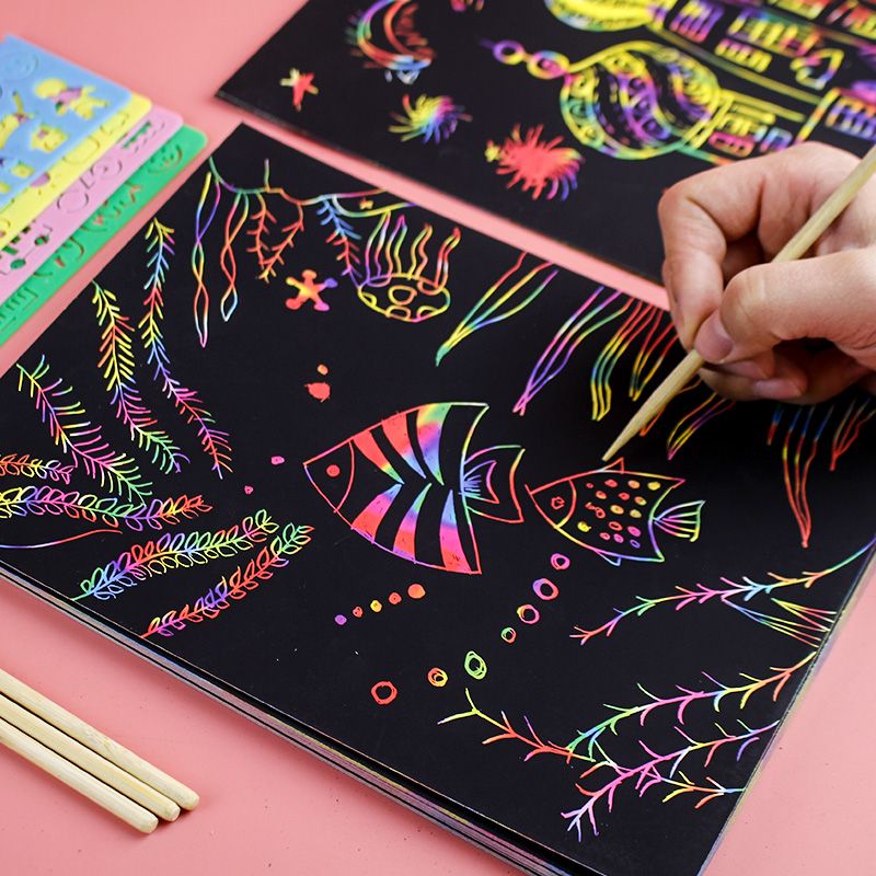 50张炫彩刮画纸，孩子的创意天堂🎨-铅画纸-淘宝好物网