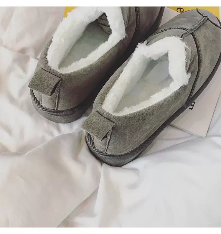 Giày tuyết mùa đông ấm áp cho nam và nữ lông một chân mắt cá chân mẫu đôi giày bánh mì giày cotton nam giày thủy triều giầy boot nam