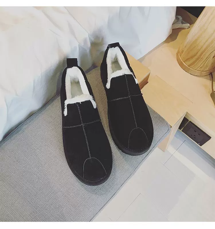Giày tuyết mùa đông ấm áp cho nam và nữ lông một chân mắt cá chân mẫu đôi giày bánh mì giày cotton nam giày thủy triều giầy boot nam
