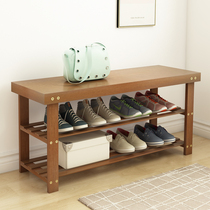 Shoe cabinet household door simple multi-layer shoe rack stool sofa enter the door to change the shoe stool wear shoes bed tail stool can sit solid wood