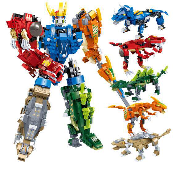 Goodie Building Blocks Dinosaur Assembly 5 Fit 1 Deformation Toys Arthur Male Children Robot Diamond Children Puzzle Toys