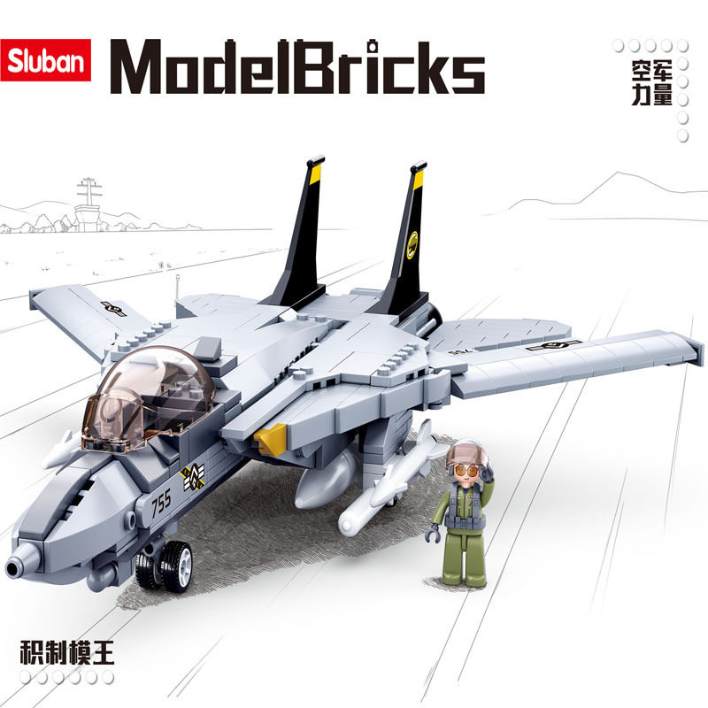 Small Ruban Boy Assembled Building Blocks Children Puzzle Toy Military Tank Model F14D Panda Fighter 0755
