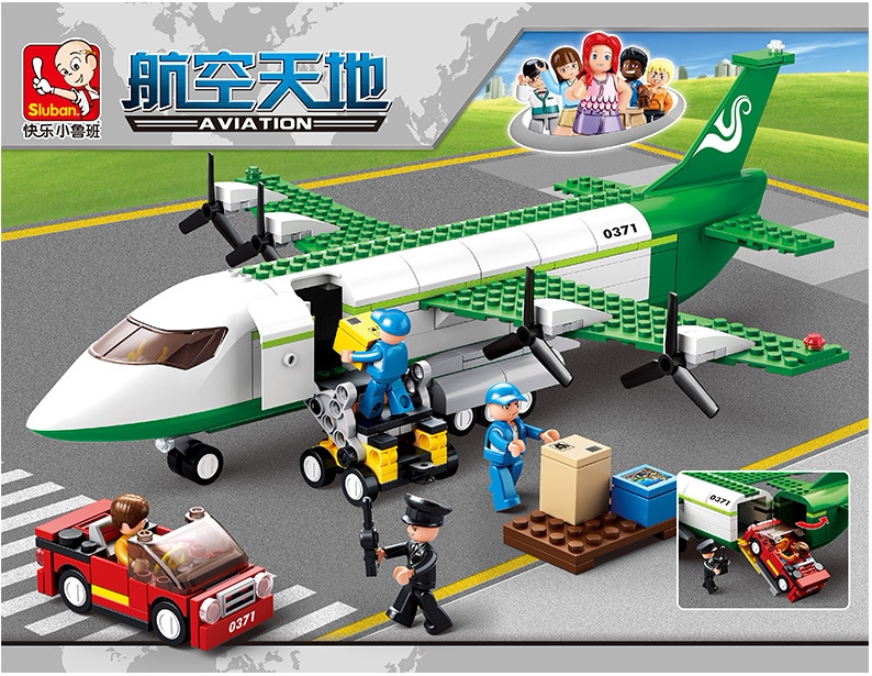Happy Little Ruban 0371 Children Parquet Puzzle Building Blocks Fly Airport Air Heaven Cargo Plane Toys