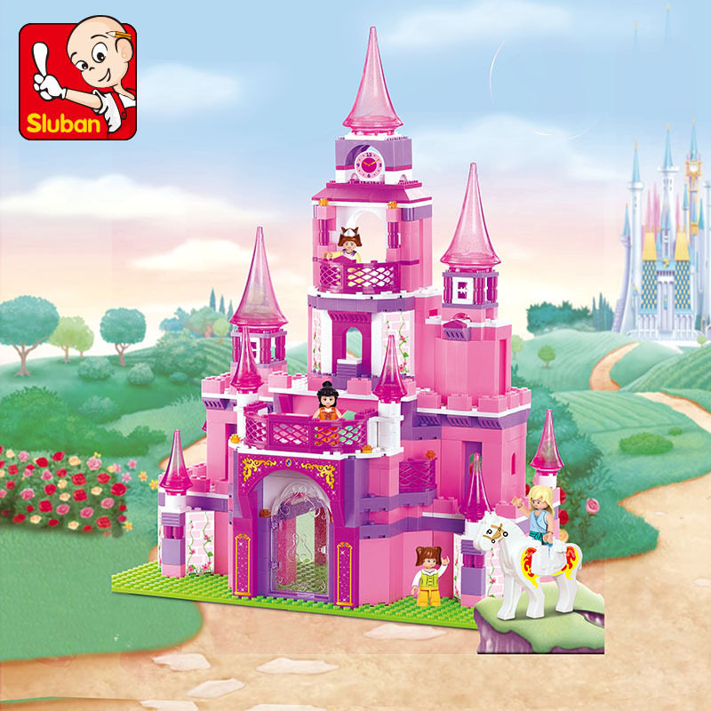 Lego Compatible Happy Little Ruban Toy Pink Dream Princess Castle Girl Puzzle Assembled Plastic Building Blocks