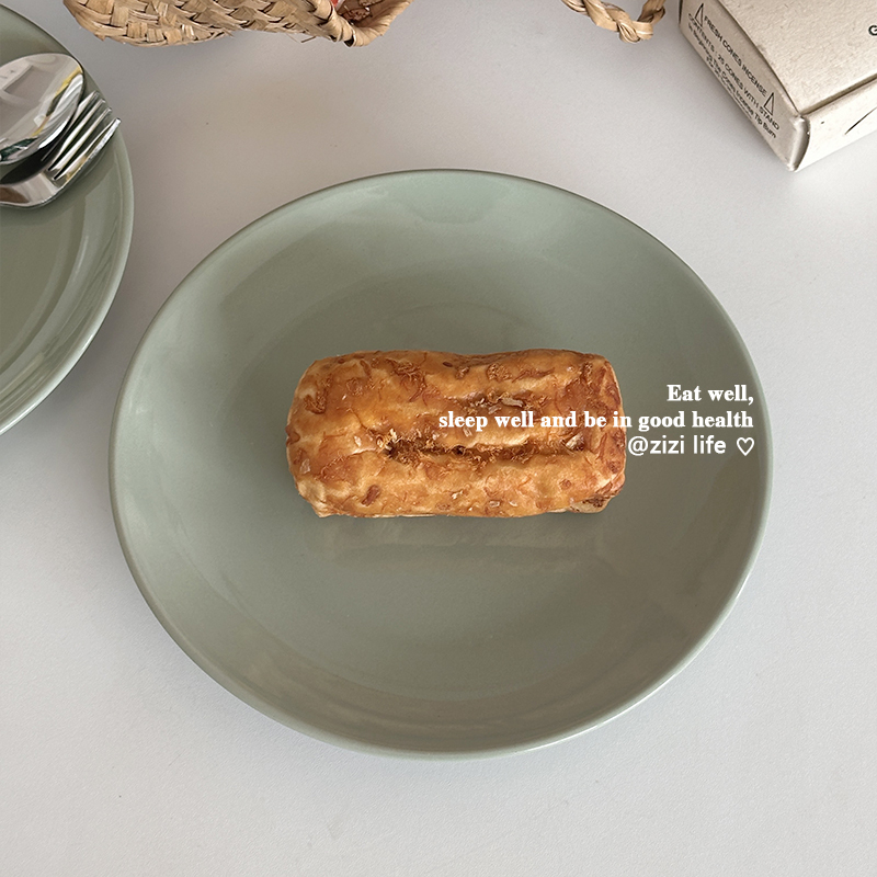 Solid Color ins Mint Green Ceramic Plate, Beautiful Household Tableware, Dinner Plate, Breakfast Snack Plate, Deep Plate