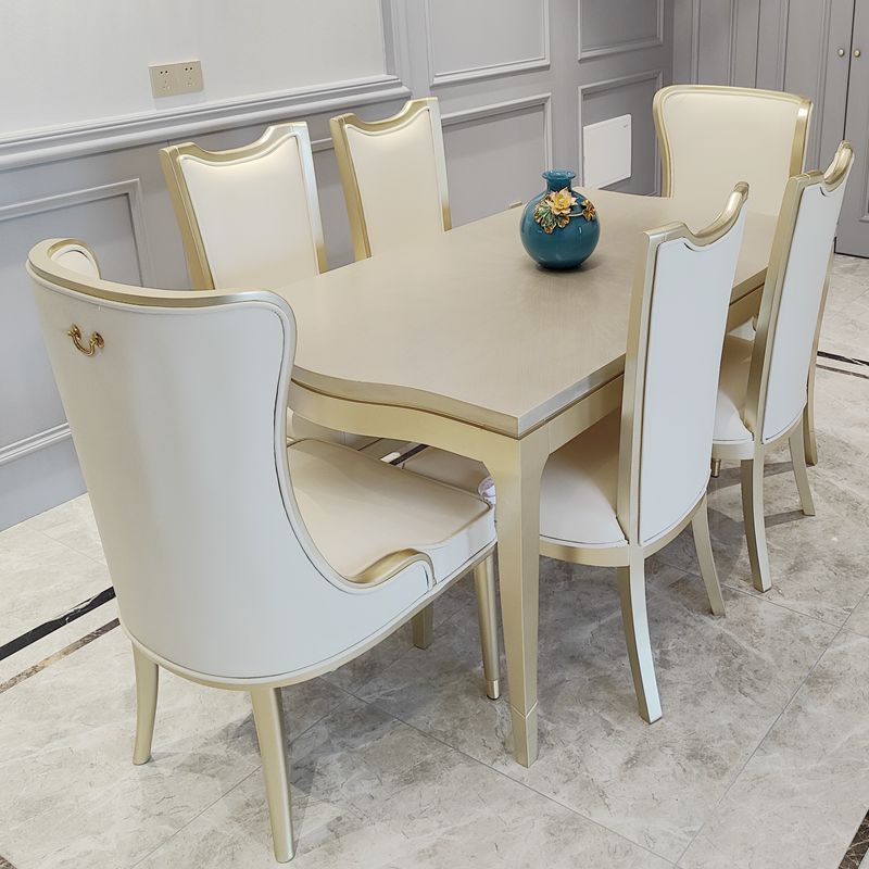Light luxury dining table dining chair 1 table 6 chairs combination net red 27 degrees the same solid wood modern dining chair villa high-end dining table and chairs