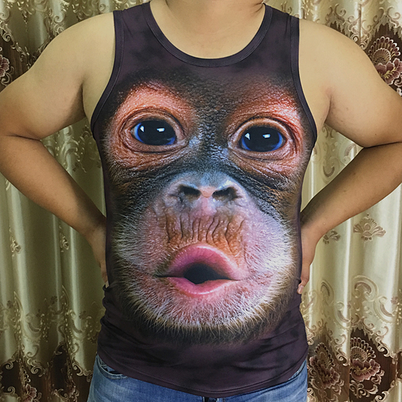 Funny Gorilla Tank Top for Men, Summer Personalized Prank 3D Animal Monkey Short T-Shirt, Large Size Sleeveless Vest