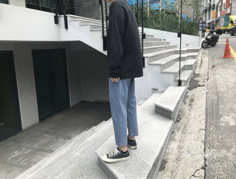 Ông Fang inch mùa thu lỏng phiên bản Hàn Quốc của xu hướng quần jeans nam 9 điểm Quần ống đứng nam Slim 9 điểm quần âu quần ngủ nam