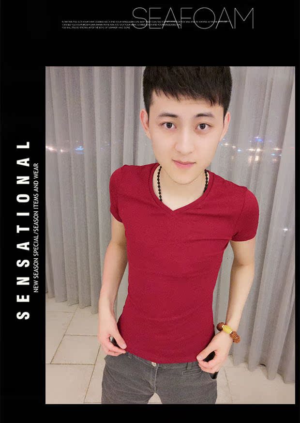 Mùa hè 2017 phiên bản Hàn Quốc đơn giản với áo sơ mi tay ngắn tay hoang dã V-cotton cotton trắng tinh khiết xu hướng tay ngắn áo thun nam cotton