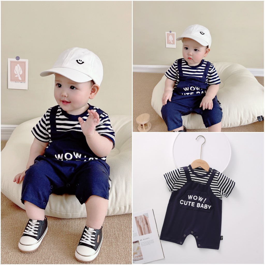 Male baby clothes Summer slim fit pure cotton short sleeve Lieven body clothes baby ultra cute khae spring clothing suit out for summer clothes
