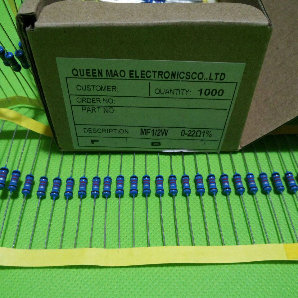 MF1 2W 3 3K 1% metal film resistance plug-in woven with copper feet 0 5W 3 3K Eurofive color ring resistance